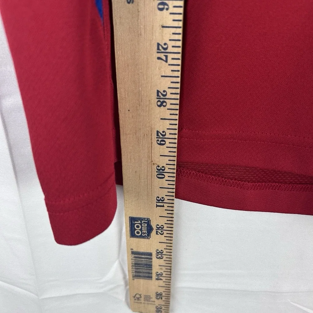 Kansas Jayhawks KU Adidas Climalite Short Sleeve Polo Shirt Men's Size Large Red